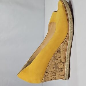 Cole Haan Yellow Wedge Espadrilles With Wooden Heel Size 10